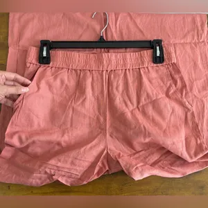 NWT Andie Coral Wide-Leg Pants Linen Blend Size L High-Waisted Elastic Waist thumbnail 3