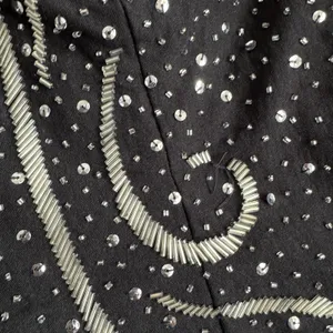 Blondie Nites Women's Vintage Form Fitting Black Sequin Sparkly Mesh‎ Knee Length Dress Sz 5 thumbnail 4