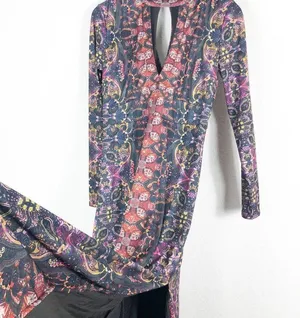 Free People Cabaret Long Sleeve Maxi Dress Medium Sunrise Combo Stretch thumbnail 11