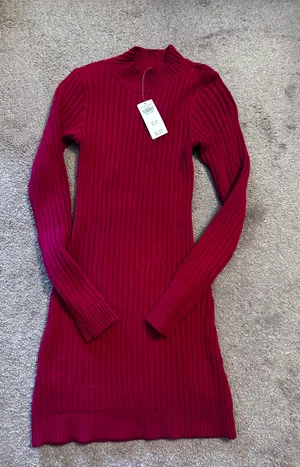 Hollister Red Ribbed Knit Dress thumbnail 1