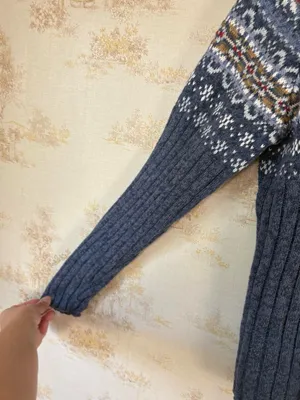 Vintage Y2K Tiara International Nordic Fair Isle Zip Up Cardigan Sweater M thumbnail 5
