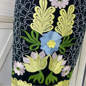 Anthropologie Snak Embroidered Floral‎ A Line Skirt Blue Multi 4 Cottagecore thumbnail 5