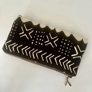 Maddie Kay faux leather and cloth fold over clutch thumbnail 2