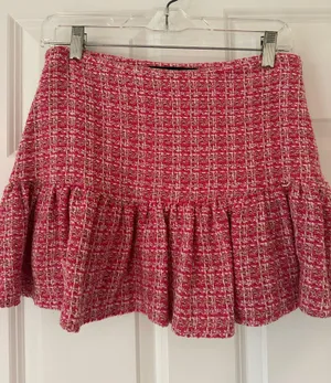 ZARA Pink Tweed Mini Skirt Textured Skort thumbnail 2