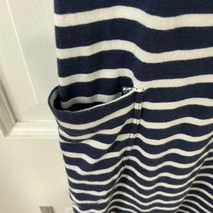Toad&Co Striped Ruched Midi Dress M Blue Organic Cotton Coastal Nautical Preppy thumbnail 4