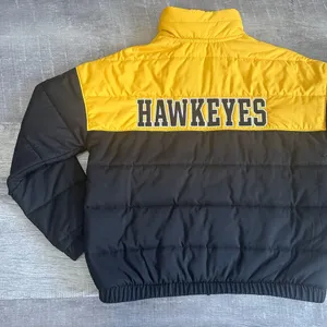 PINK Victorias Secret Iowa Hawkeyes Puffer Jacket NEW Womens M Black Yellow NCAA thumbnail 4