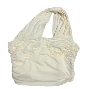 Cider Light Yellow/Cream Ruched Crop Top thumbnail 2