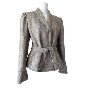 Vintage ‘80s Peabody House Gray Beige Wool Blend Belted Single Breasted Blazer thumbnail 4