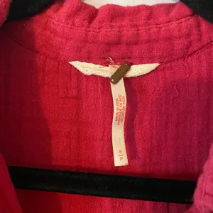 Free People Hot Pink Oversize Boho Button Down Shirt Loungewear Minimalist Small thumbnail 2