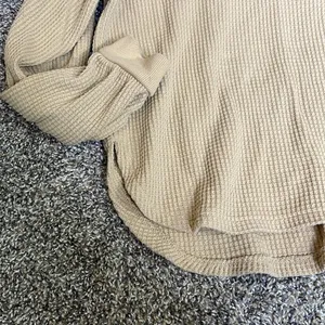 Madewell waffle knit tan sweater curved hem large thumbnail 2