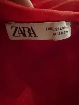 Zara Strapless Organza Dress Ruched Red L thumbnail 8