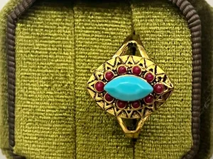 Vintage/Bohemian Design Stainless Steel Golden w/ Multicolor Beads Ring S 9 thumbnail 2