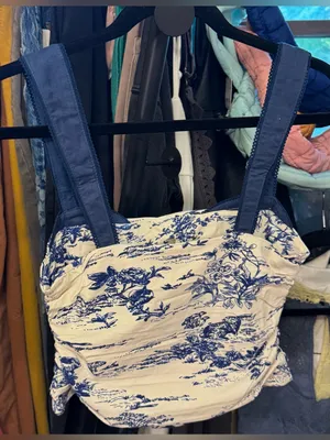 NWOT Free People 2 Tone Printed Tank - ivory blue combo - medium thumbnail 11