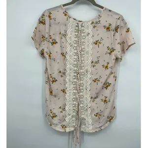 Love J Womens Pink Floral Open Back Lace Detail Tie Shirt Blouse Top NEW Large thumbnail 11