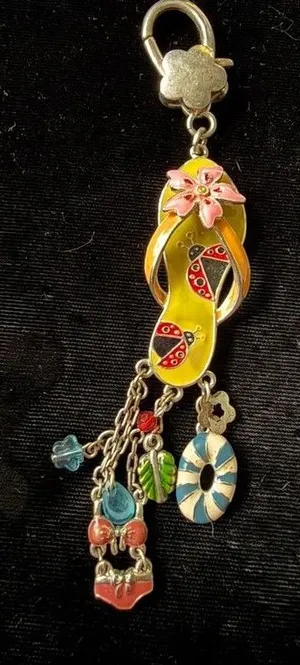 Flip-Flop Beach Keychain Purse Charm, Enamel, 5" thumbnail 1