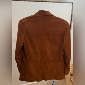 Mango Brown 100% Genuine Suede Leather Blazer Jacket – Women’s Size S– NWT thumbnail 2