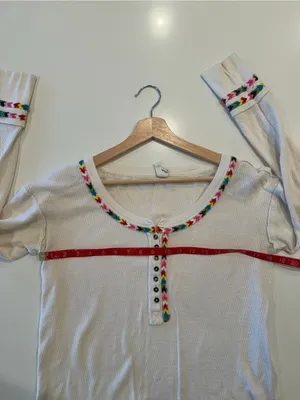 We The Free Cream Waffle Knit Top with Multicolor‎ Trim thumbnail 4