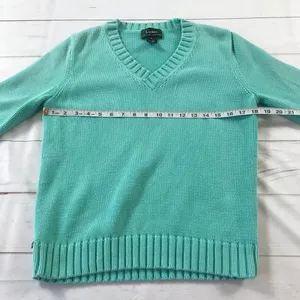 Lauren Ralph Lauren Women Light Blue Knitted Pullover V-Neck Sweater Medium thumbnail 5
