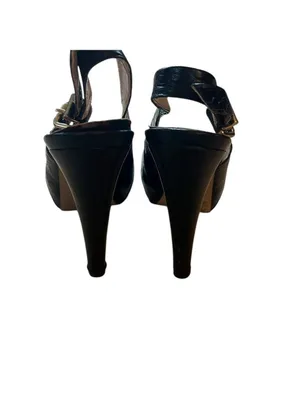 Via Uno Black Peep Toe Heels Women's Shoes thumbnail 4
