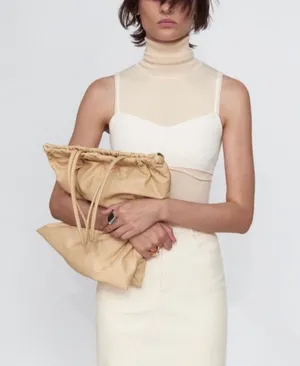 Faux Leather Tote Bag Beige thumbnail 1
