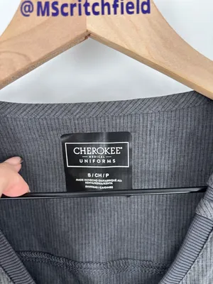 Cherokee ribbed look pewter gray small scrub top thumbnail 2