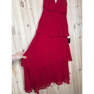 NWT Lulus Celebration Time Red Sleeveless Tiered Midi Dress Holiday Party Sz S thumbnail 4