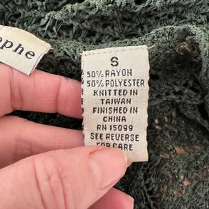 Vintage Apostrophe Y2K Mesh Knit‎ Cardigan Sweater S Green Forest Fairy Grunge thumbnail 6