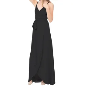 Ceremony Joanna August Black Maxi Wrap Dress Gown special occasion cocktail thumbnail 2