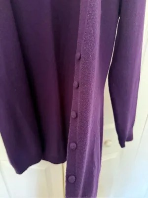 Saks Fifth Avenue Cashmere Cardigan Long Line Purple Sweater Size Large thumbnail 5