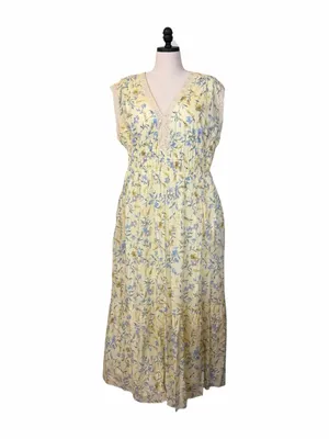 Taylor Maxi Dress 16W Yellow Floral Cotton Lace Smocked Waist NWT Cottagecore thumbnail 3
