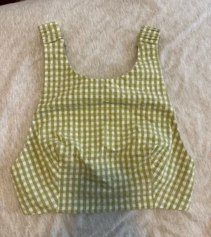 Zara Green Gingham Cropped Top thumbnail 1