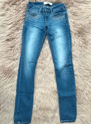embellished light wash skinny jeans thumbnail 1