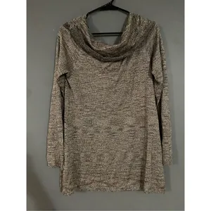 White House Black Market Metallic Off Shoulder Cowl Neck Sweater Size L thumbnail 5