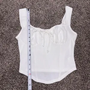 Lush Clothing white ribbed crop top with tie front detail, size S thumbnail 4