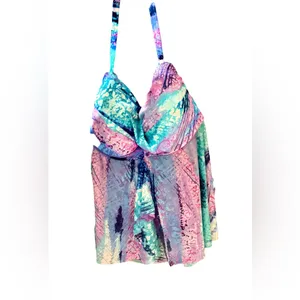 Beach Diva Mesh Halter Baby Doll Mermaid Fairy Ruffle Top Swimsuit Top Sz 12 thumbnail 3