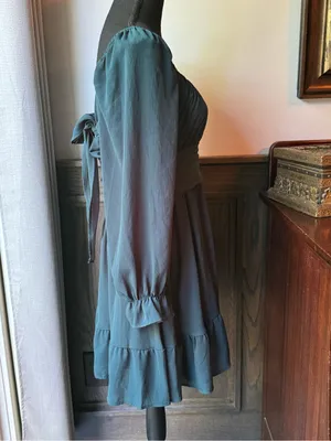 Exlura Women's Teal Long-Sleeve Empire Waist Dress large nwt thumbnail 4