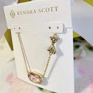 Kendra Scott x Love Shack Fancy Elisa Pink Bloom Floral Bow Necklace thumbnail 5