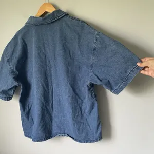 Oversized Denim Button Up Top Boxy Fit Cotton Blend Blue Women's Size Large thumbnail 6