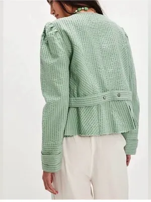 Free People Long Sleeve Darcy Jacket Size Small Maine Green thumbnail 2