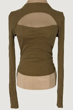341 | Intimately Free People‎ S Olive Ribbed Mock Neck Open Back Long Sleeve Top thumbnail 1