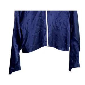 Zara Long Sleeve Satin Effect Crop Track Jacket Stretch Pockets M Sapphire Blue thumbnail 4