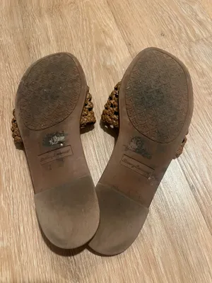 Tommy Bahama Cognac Brown Braided Braid Flats Sandals Summer Beach thumbnail 4