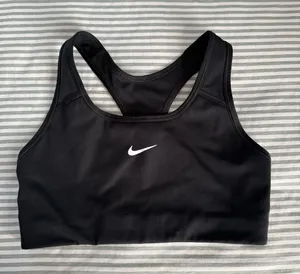 Nike Black Racerback Sports Bra with White Swoosh thumbnail 1