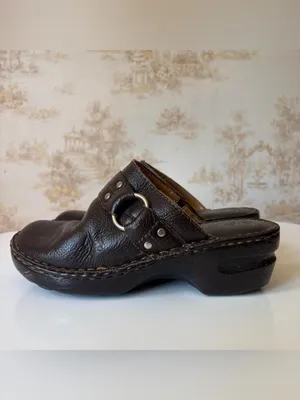 Vintage Y2K B.O.C. Fairycore Dark Brown Leather Clog Mules thumbnail 4