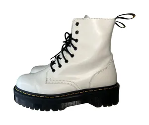 Dr. Martens Jadon Platform Boot 11 White Leather Side Zip Chunky Combat Lug Sole thumbnail 1