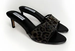 Steve Madden Palomah Leopard Clear Strap Mule Heels Women's 8 New NWOB thumbnail 1