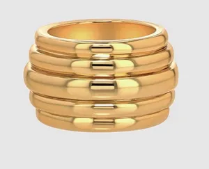 Anine Bing Chunky Ribbed Ring in 14k Gold thumbnail 1