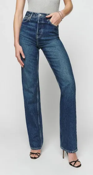 Reformation Cynthia High Rise Straight Long Jeans thumbnail 1