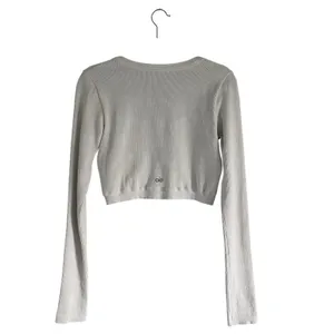 ALO Yoga Seamless Ribbed Cropped Serene Long Sleeve White Size Large thumbnail 3