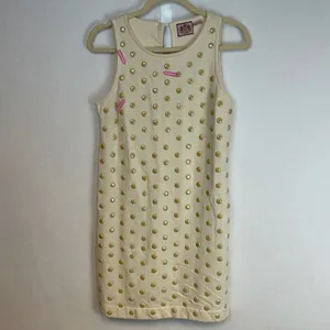 Juicy‎ Couture Dress Women's Small Beige Stretch Polka Dot Studded Mod Sheath thumbnail 2